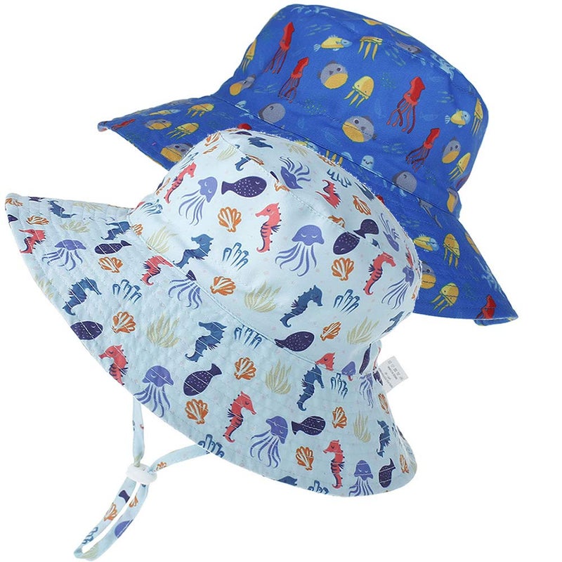 MaxNova Baby Sun Hat Toddler Summer UPF 50+ Baby Girl Bucket Hat Wide Brim Beach Hats for Baby Boys 2-7Years - Image 1